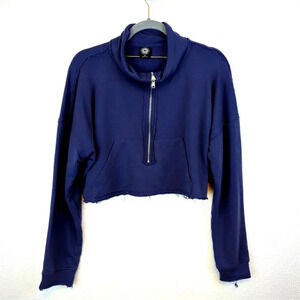 Pacsun blue/purple Cropped Athletic Sweatshirt Distressed Hem Size Medium